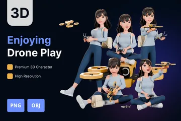 Girls With Drones 3D Illustration Pack