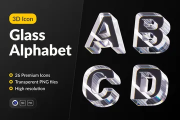 Glass Alphabet 3D Icon Pack