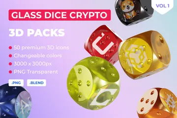 Glass Dice Crypto Vol 1 3D Icon Pack