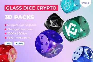 Glass Dice Crypto Vol 2 3D Icon Pack