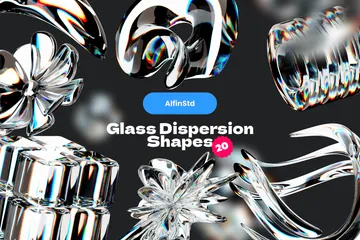 ガラス分散形状 3D Iconパック