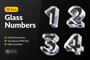 Glass Numbers 3D Icon Pack