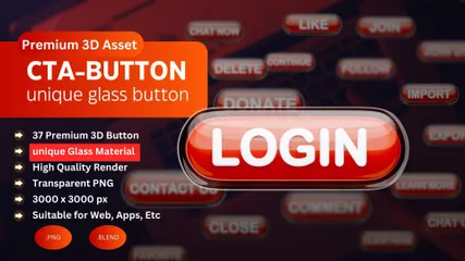 Glass Red Buttons 3D Icon Pack