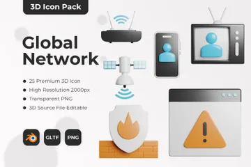 Global Network 3D Icon Pack