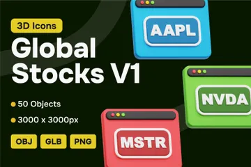 Global Stocks V1 3D Icon Pack