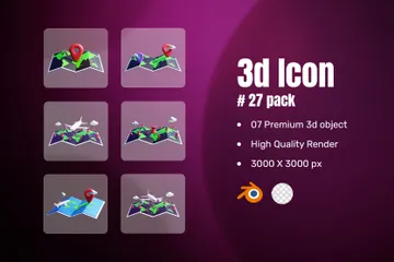Pin auf globaler Standortkarte 3D Icon Pack
