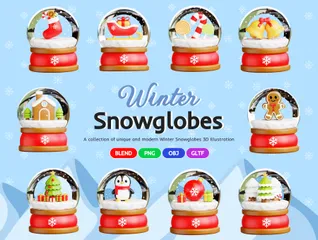 Globos de neve de inverno Pacote de Icon 3D