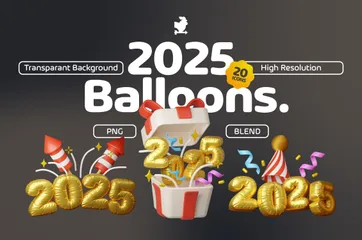 Globos del año 2025 3D Icon Pack