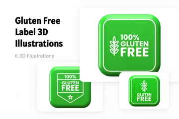 Gluten Free Label 3D Illustration Pack