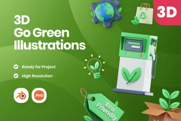 녹색으로 이동 3D Icon 팩