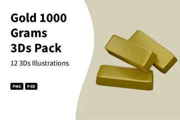 Gold 1000 Grams 3D Icon Pack
