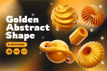 Gold Abstract Shape 3D Icon Pack