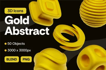 Gold Abstract Shapes 3D Icon Pack