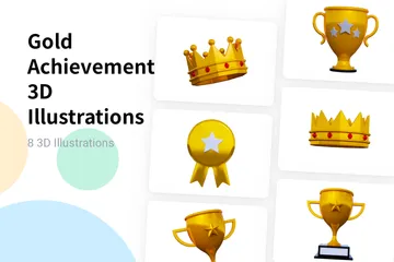 Gold Achievement 3D Illustration Pack