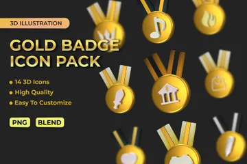 Gold Badge 3D Icon Pack