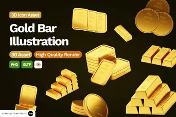 Gold Bars 3D Icon Pack