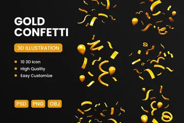 Gold Confetti 3D Icon Pack