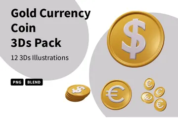 Gold Currency Coin 3D Icon Pack