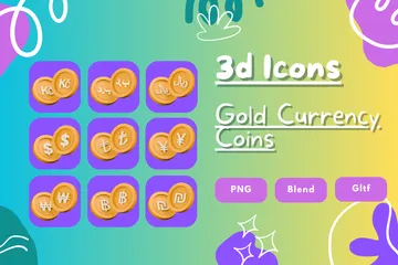 Gold Currency Coins 3D Icon Pack
