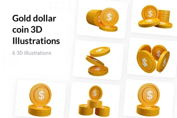 Gold Dollar Coin 3D Illustration Pack