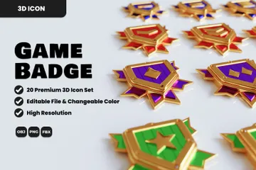 ゴールドゲームバッジ 3D Iconパック