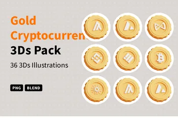 Gold-Kryptowährung 3D Icon Pack
