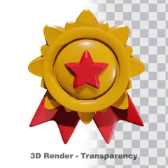 Gold Medal And Ribbon With Transparency 3D Illustration Pack