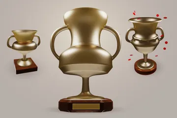 Gold Trophies 3D Icon Pack