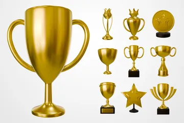 Gold Trophy 3D Icon Pack