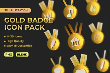 Goldenes Abzeichen 3D Icon Pack