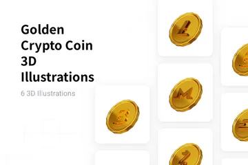 Golden Crypto Coin 3D Illustration Pack