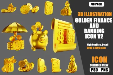 Golden Finance und Banking Band 2 3D Illustration Pack