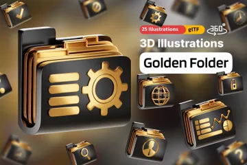 Golden Folder 3D Icon Pack