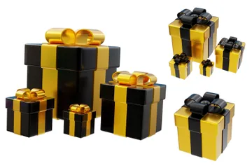 Golden Gift Box 3D Icon Pack