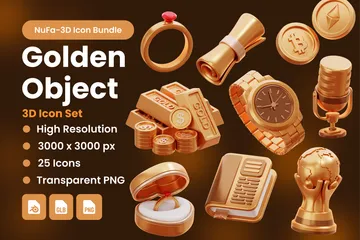 Golden Object 3D Icon Pack