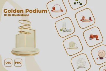 Golden Podium 3D Icon Pack