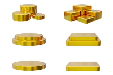 Golden Podium Display 3D Icon Pack