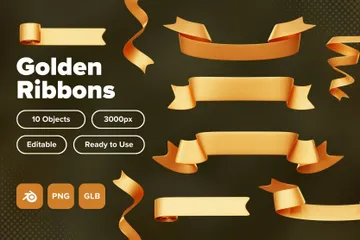 Golden Ribbons 3D Icon Pack