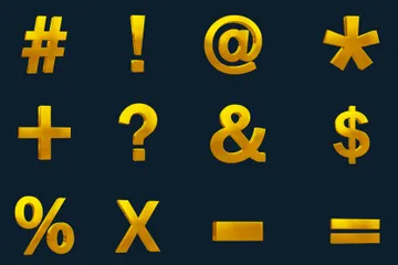 Golden Signs And Symbols 3D Icon Pack