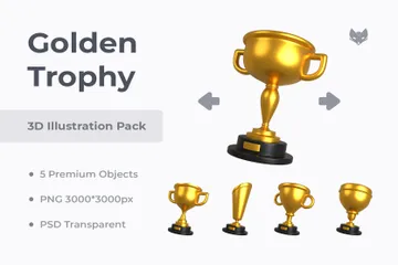Golden Trophy 3D Illustration Pack