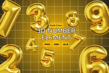 Goldene Ballonzahl 3D Icon Pack