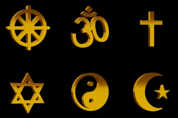 Goldene religiöse Symbole 3D Icon Pack