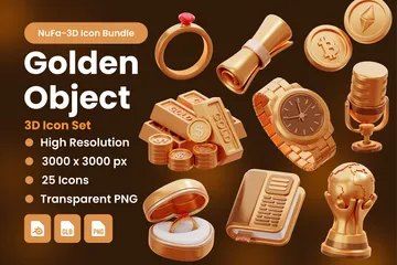 Goldenes Objekt 3D Icon Pack