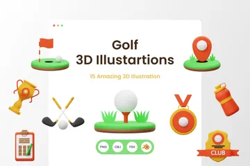 ゴルフ 3D Illustrationパック
