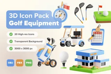 Golf Equipment 3D Icon Pack