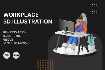 Divirta-se trabalhando Pacote de Illustration 3D