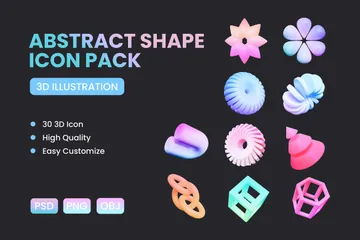 Gradient Abstract Shape 3D Icon Pack