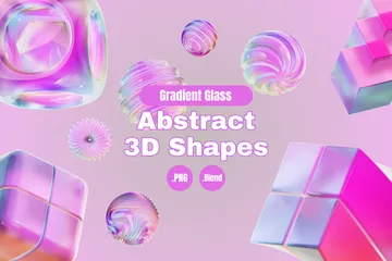 Forma abstrata de vidro gradiente Pacote de Icon 3D