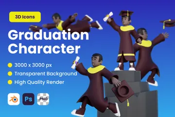 Graduierte Studenten 3D Illustration Pack