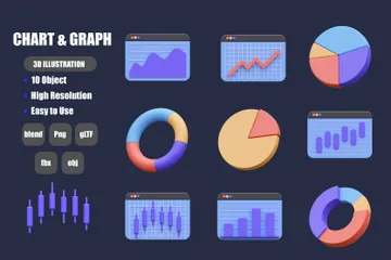 Cuadro y gráfico Paquete de Icon 3D